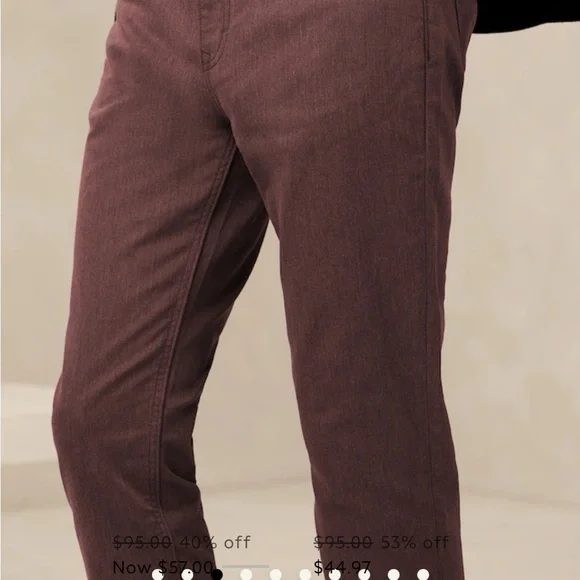 Banana Republic Slim Travel Pants-Burgundy 32W 34L - Picture 4 of 5